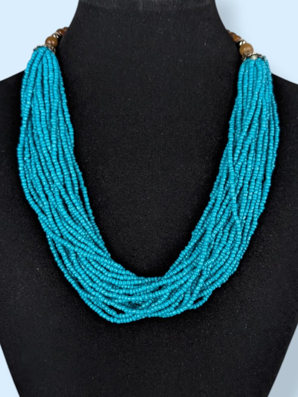 Bohemian Multi-Strand Blue Torsade Necklace